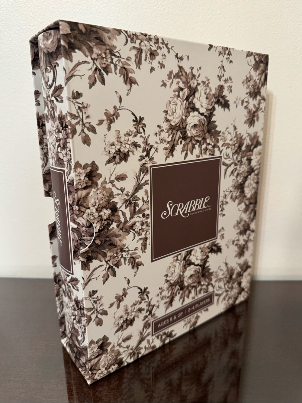 Scrabble Decorative Floral Bookshelf Box - Brown and Cream Floral